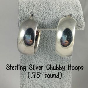 Sterling Silver Chubby Hoop Earrings